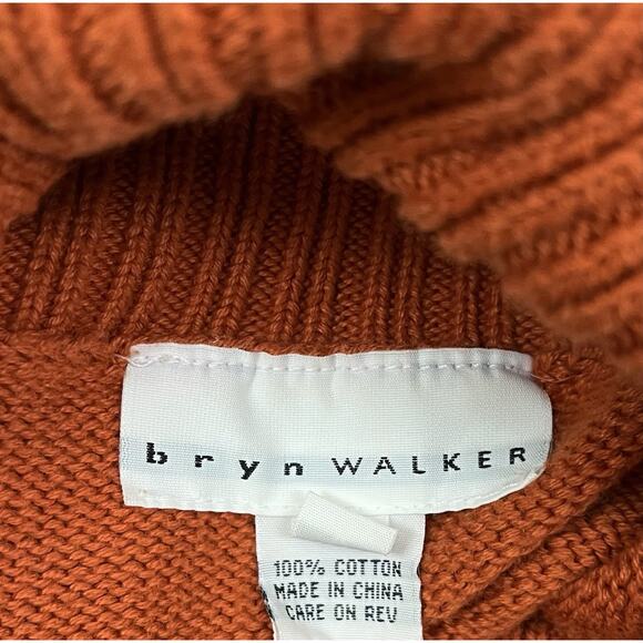 Bryn Walker Orange Funnel Turtleneck Sweater 100% Cotton Size Small - Picture 7 of 7